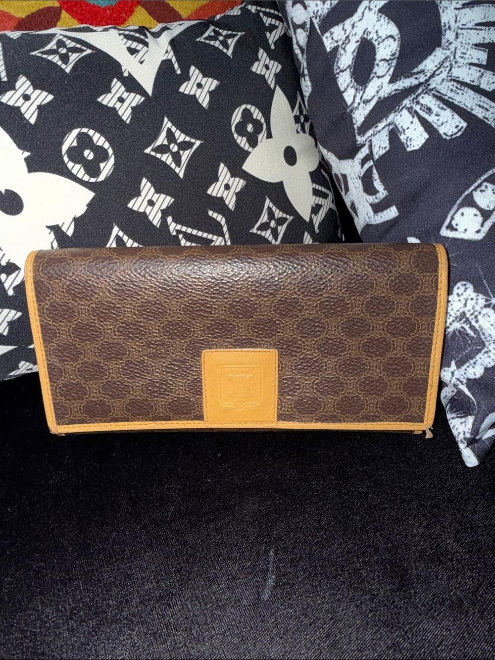 Celine Brown and Tan Long Continental Wallet Authentic